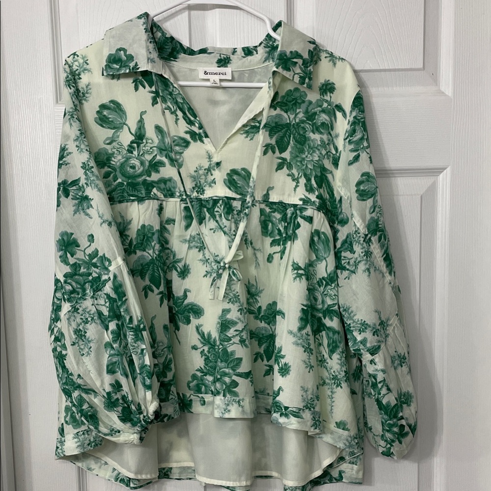 Botanica Green Floral Blouse